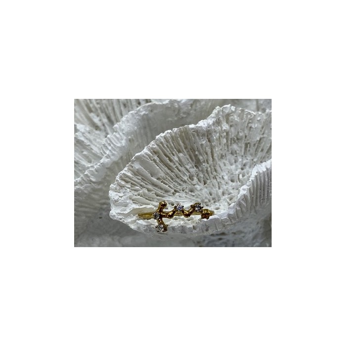 925 Sterling Silver Gold Plated Diamonds Ring Size 9