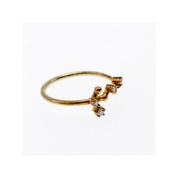 925 Sterling Silver Gold Plated Diamonds Ring Size 9