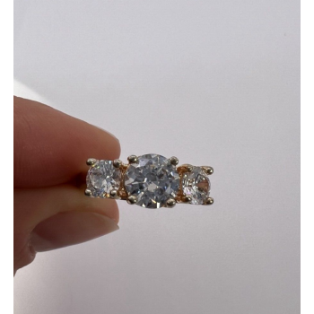 925 Sterling Silver With CZ & Gold Color Ring Size 6
