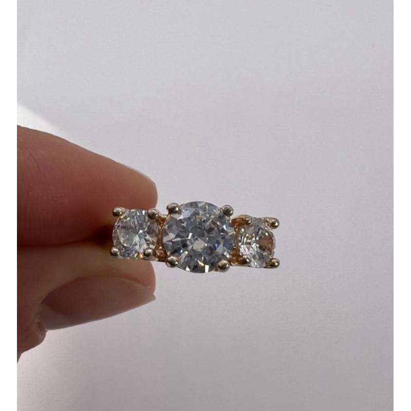 925 Sterling Silver With CZ & Gold Color Ring Size 6