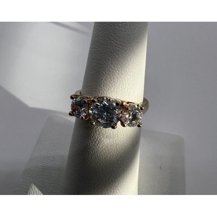 925 Sterling Silver With CZ & Gold Color Ring Size 6