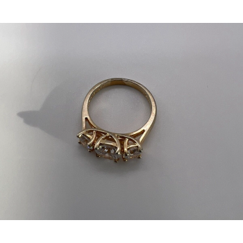 925 Sterling Silver With CZ & Gold Color Ring Size 6