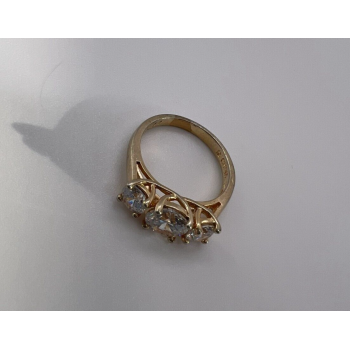 925 Sterling Silver With CZ & Gold Color Ring Size 6