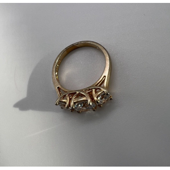 925 Sterling Silver With CZ & Gold Color Ring Size 6