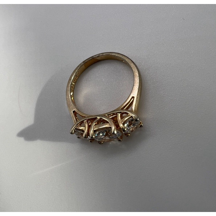 925 Sterling Silver With CZ & Gold Color Ring Size 6