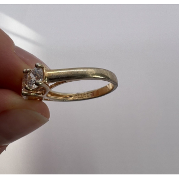 925 Sterling Silver With CZ & Gold Color Ring Size 6