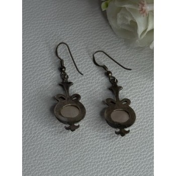 Vintage 925 Sterling Silver Morganite Earrings Length 1.60 Inch