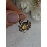 925 Sterling Silver Citrine Flower Earrings Length 1 Inch