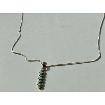 925 Sterling Silver Turquoise  Chain with Pendant Italy