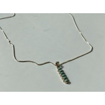 925 Sterling Silver Turquoise  Chain with Pendant Italy