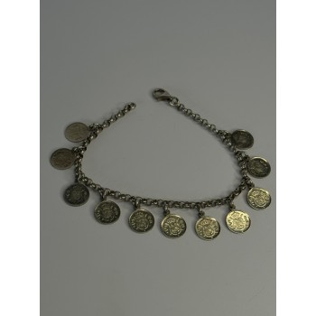 1975 Juan Carlos 925 Sterling Silver Bracelet Spanish Coin Length 7