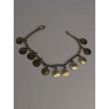 1975 Juan Carlos 925 Sterling Silver Bracelet Spanish Coin Length 7