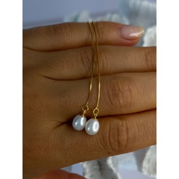 925 Sterling Silver Gold Plated Pearl Earrings Length 4 inch