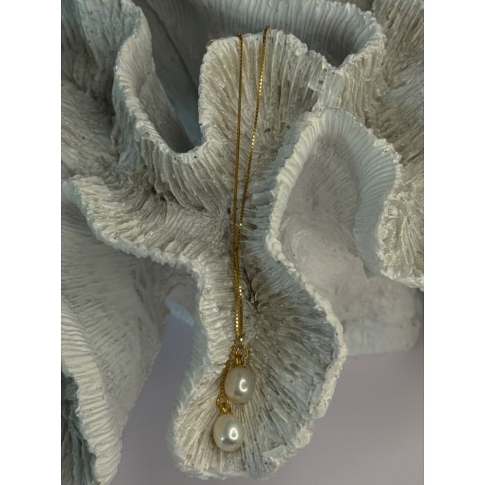 925 Sterling Silver Gold Plated Pearl Earrings Length 4 inch