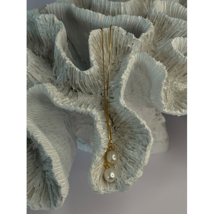 925 Sterling Silver Gold Plated Pearl Earrings Length 4 inch