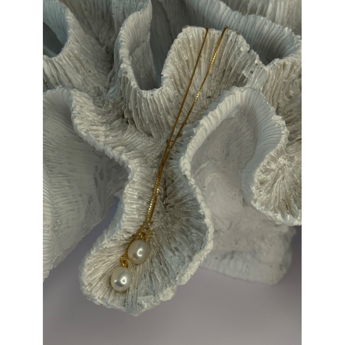 925 Sterling Silver Gold Plated Pearl Earrings Length 4 inch