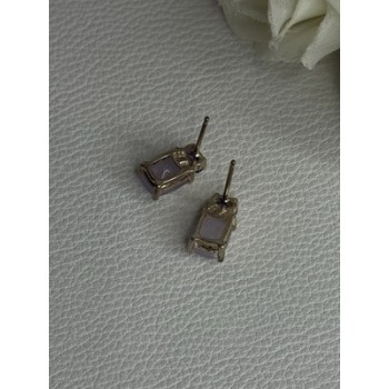 925 Sterling Silver Morganite & Amethyst Earrings Length 0.45 Inch