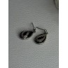 Elegant 925 Sterling Silver Black Onyx & Diamonds Earrings Length 0.80 Inch