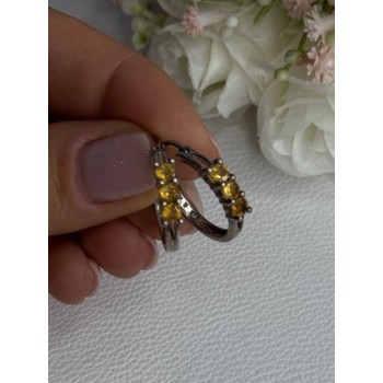 925 Sterling Silver Citrine Earrings Length 0.80 Inch