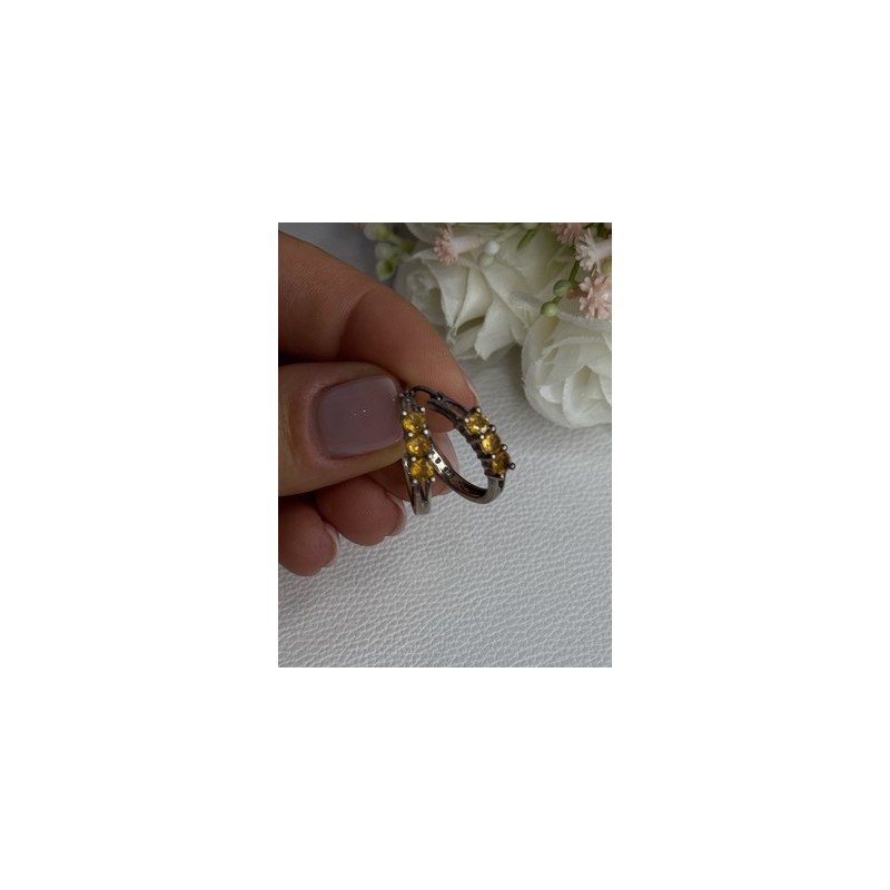 925 Sterling Silver Citrine Earrings Length 0.80 Inch