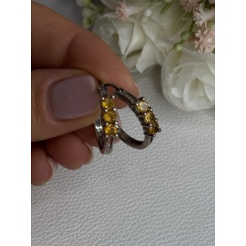 925 Sterling Silver Citrine Earrings Length 0.80 Inch