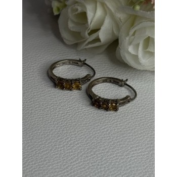 925 Sterling Silver Citrine Earrings Length 0.80 Inch