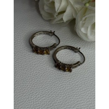 925 Sterling Silver Citrine Earrings Length 0.80 Inch