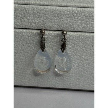 Aurora Borealis Teardrop 925 Sterling Silver Earrings Length 1 Inch