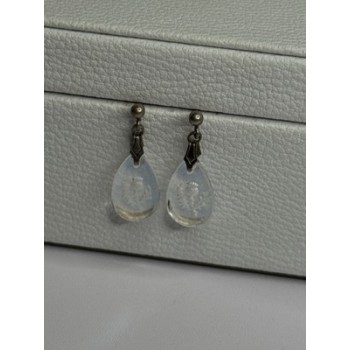 Aurora Borealis Teardrop 925 Sterling Silver Earrings Length 1 Inch