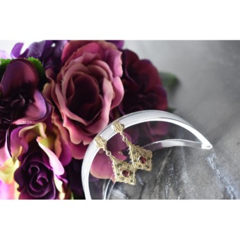 925 Sterling Silver Garnet & Marcasites Earrings