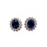 925 STERLING SILVER SAPPHIRE & CZ EARRINGS