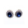 925 STERLING SILVER SAPPHIRE & CZ EARRINGS