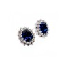 925 STERLING SILVER SAPPHIRE & CZ EARRINGS