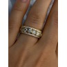 925 Sterling Silver Gold Plated Overlay Band Cz Ring Size 7