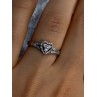 925 Sterling Silver Heart Diamonds Ring Size 7