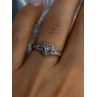 925 Sterling Silver Heart Diamonds Ring Size 7