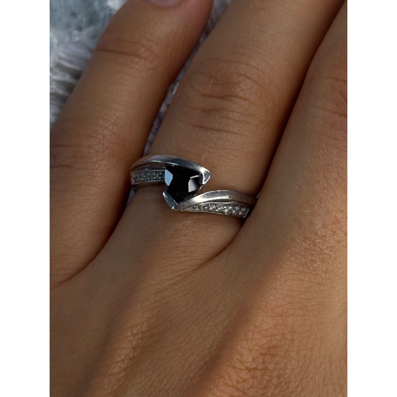 925 Sterling Silver Garnet & Beryl Ring Size 6.5