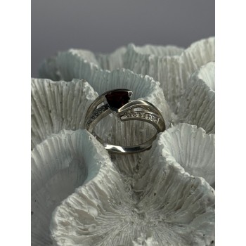 925 Sterling Silver Garnet & Beryl Ring Size 6.5
