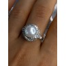 925 Sterling Silver Pearl & Beryl Ring Size 9