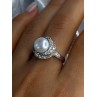 925 Sterling Silver Pearl & Beryl Ring Size 9