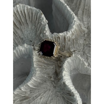 925 Sterling Silver Almandine & Beryl Ring Size 7