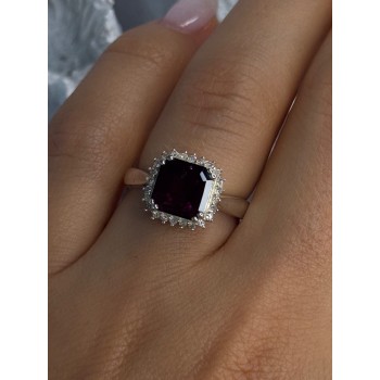 925 Sterling Silver Almandine & Beryl Ring Size 7