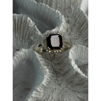 925 Sterling Silver Almandine & Beryl Ring Size 7