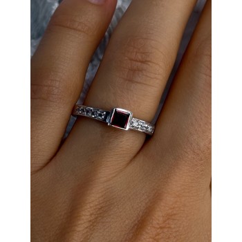 925 Sterling Silver Garnet & Beryl Ring Size 8