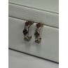 925 Sterling Silver Ruby Sapphire Emerald Earrings Length 0.80 Inch
