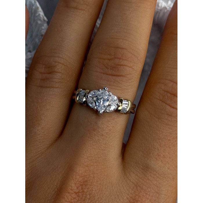 925 Sterling Silver Gold Plated Part Cz Ring Size 9