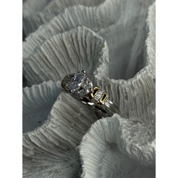 925 Sterling Silver Gold Plated Part Cz Ring Size 9