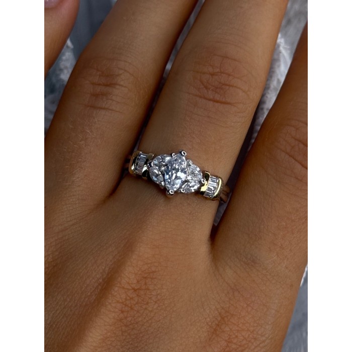 925 Sterling Silver Gold Plated Part Cz Ring Size 9