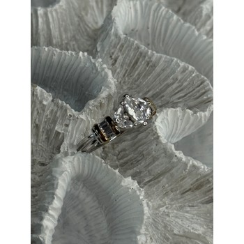 925 Sterling Silver Gold Plated Part Cz Ring Size 9