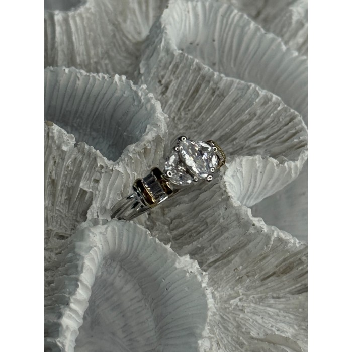 925 Sterling Silver Gold Plated Part Cz Ring Size 9